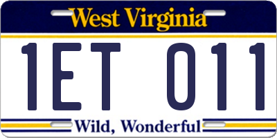 WV license plate 1ET011