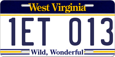 WV license plate 1ET013