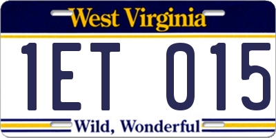 WV license plate 1ET015