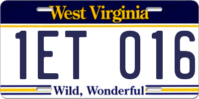 WV license plate 1ET016