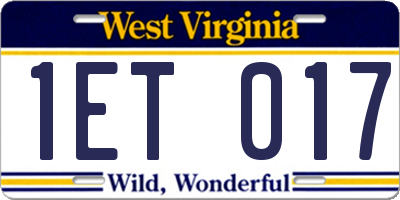 WV license plate 1ET017