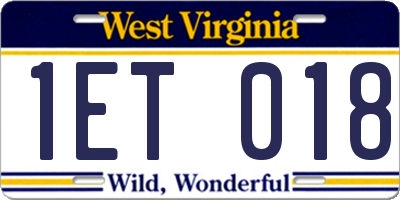 WV license plate 1ET018