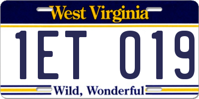 WV license plate 1ET019