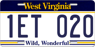 WV license plate 1ET020