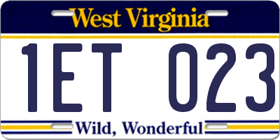 WV license plate 1ET023