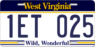 WV license plate 1ET025
