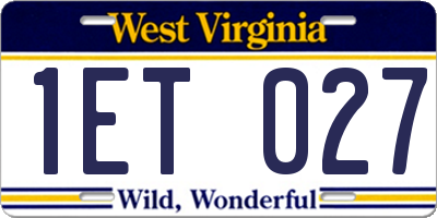 WV license plate 1ET027