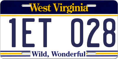 WV license plate 1ET028