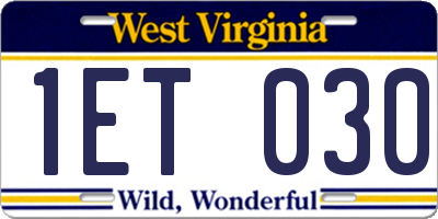 WV license plate 1ET030