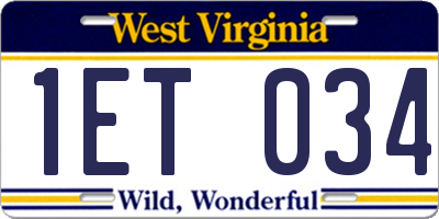 WV license plate 1ET034