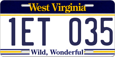 WV license plate 1ET035
