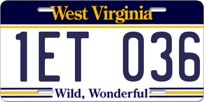 WV license plate 1ET036