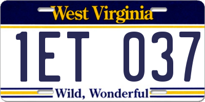 WV license plate 1ET037