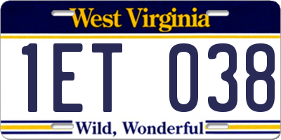 WV license plate 1ET038
