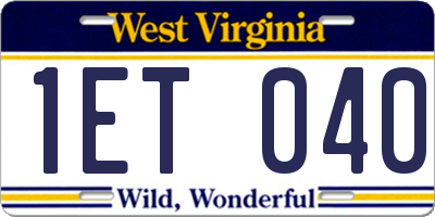 WV license plate 1ET040