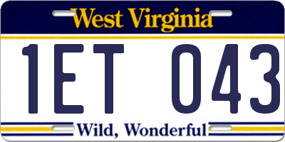 WV license plate 1ET043