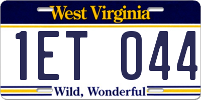 WV license plate 1ET044