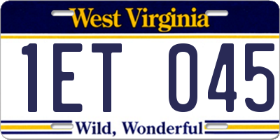 WV license plate 1ET045