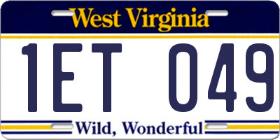 WV license plate 1ET049