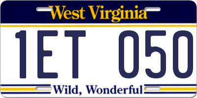 WV license plate 1ET050