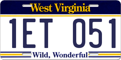 WV license plate 1ET051