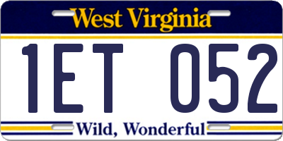 WV license plate 1ET052