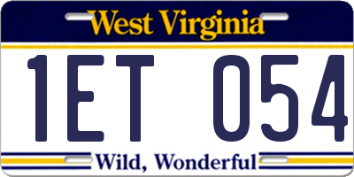 WV license plate 1ET054
