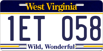 WV license plate 1ET058