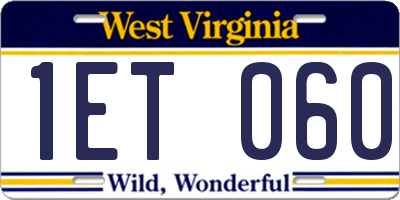 WV license plate 1ET060