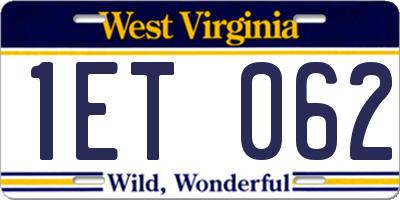 WV license plate 1ET062
