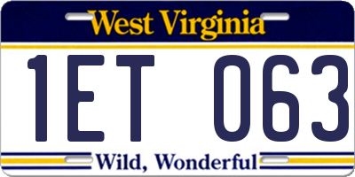 WV license plate 1ET063