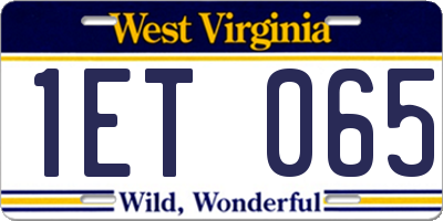 WV license plate 1ET065