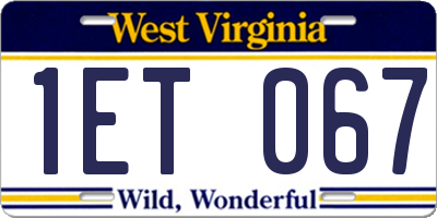 WV license plate 1ET067