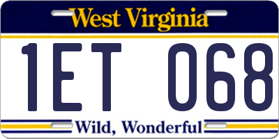 WV license plate 1ET068