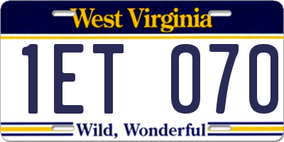 WV license plate 1ET070