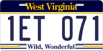 WV license plate 1ET071
