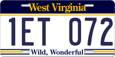WV license plate 1ET072