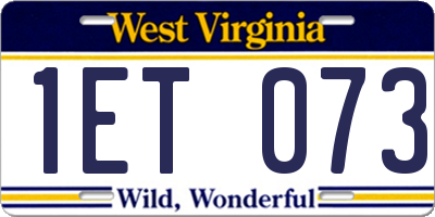 WV license plate 1ET073