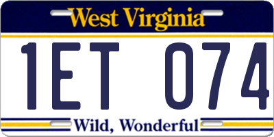 WV license plate 1ET074