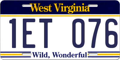 WV license plate 1ET076