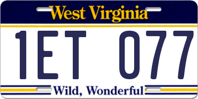 WV license plate 1ET077