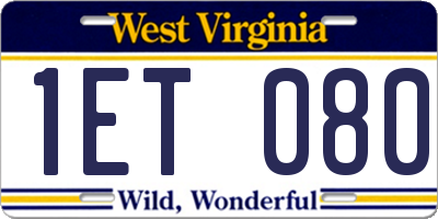 WV license plate 1ET080