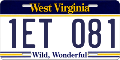 WV license plate 1ET081