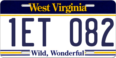 WV license plate 1ET082