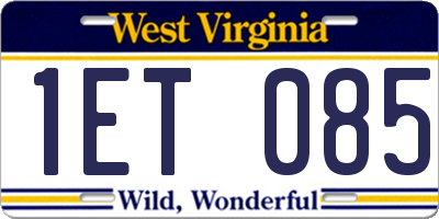 WV license plate 1ET085
