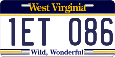 WV license plate 1ET086