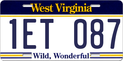WV license plate 1ET087