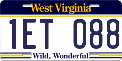 WV license plate 1ET088