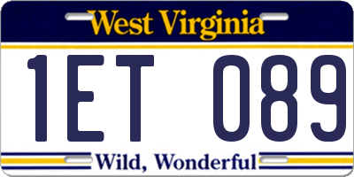 WV license plate 1ET089