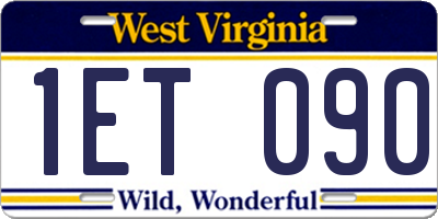 WV license plate 1ET090